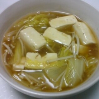 豆腐と白菜とエノキのとろみスープ